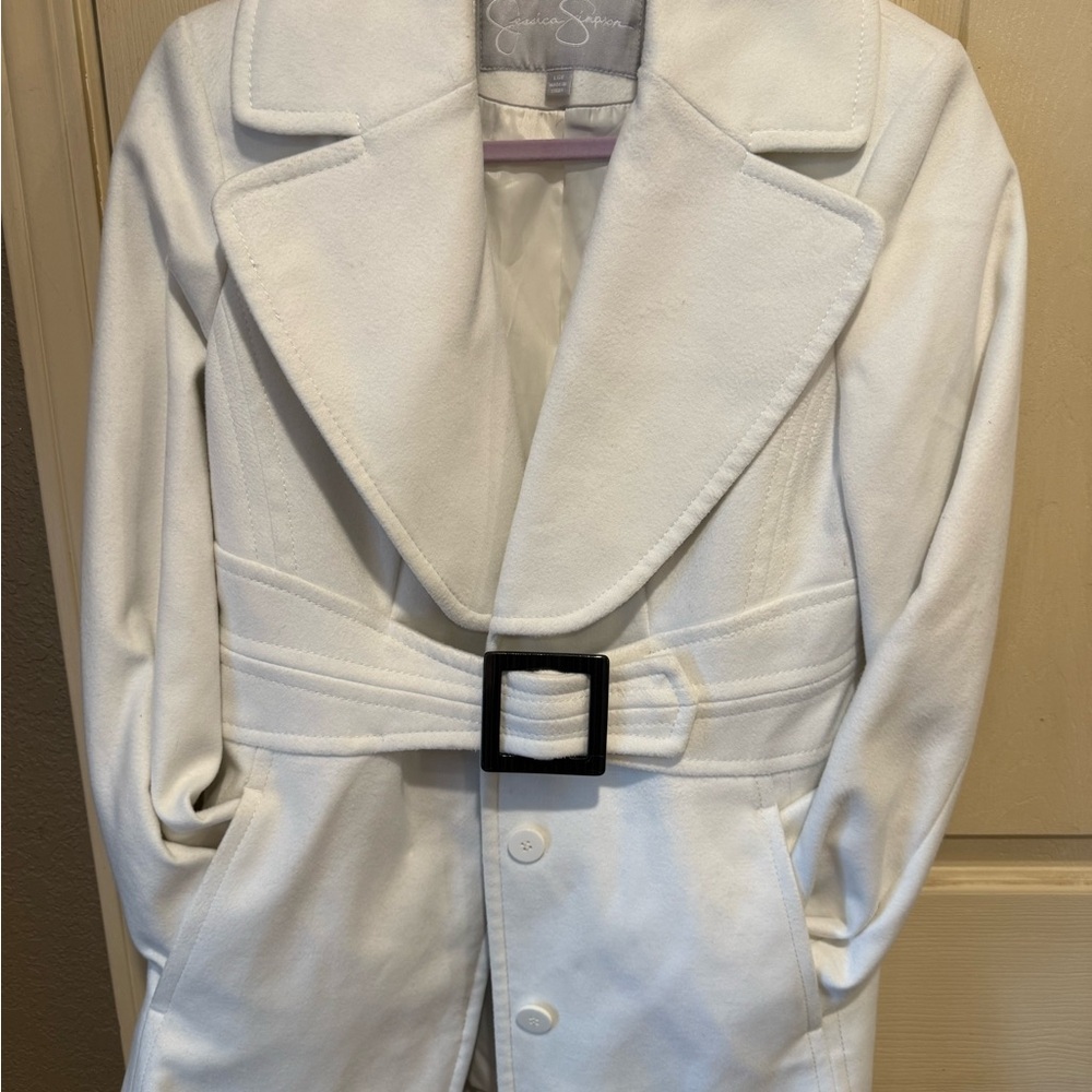 JESSICA SIMPSON White Belted Women's Peacoat